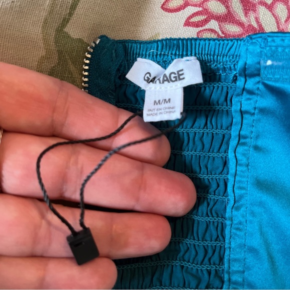 GARAGE Size Medium Corset Top Satin Green Turquoise Boned Zip Back $88 NEW - Picture 10 of 16